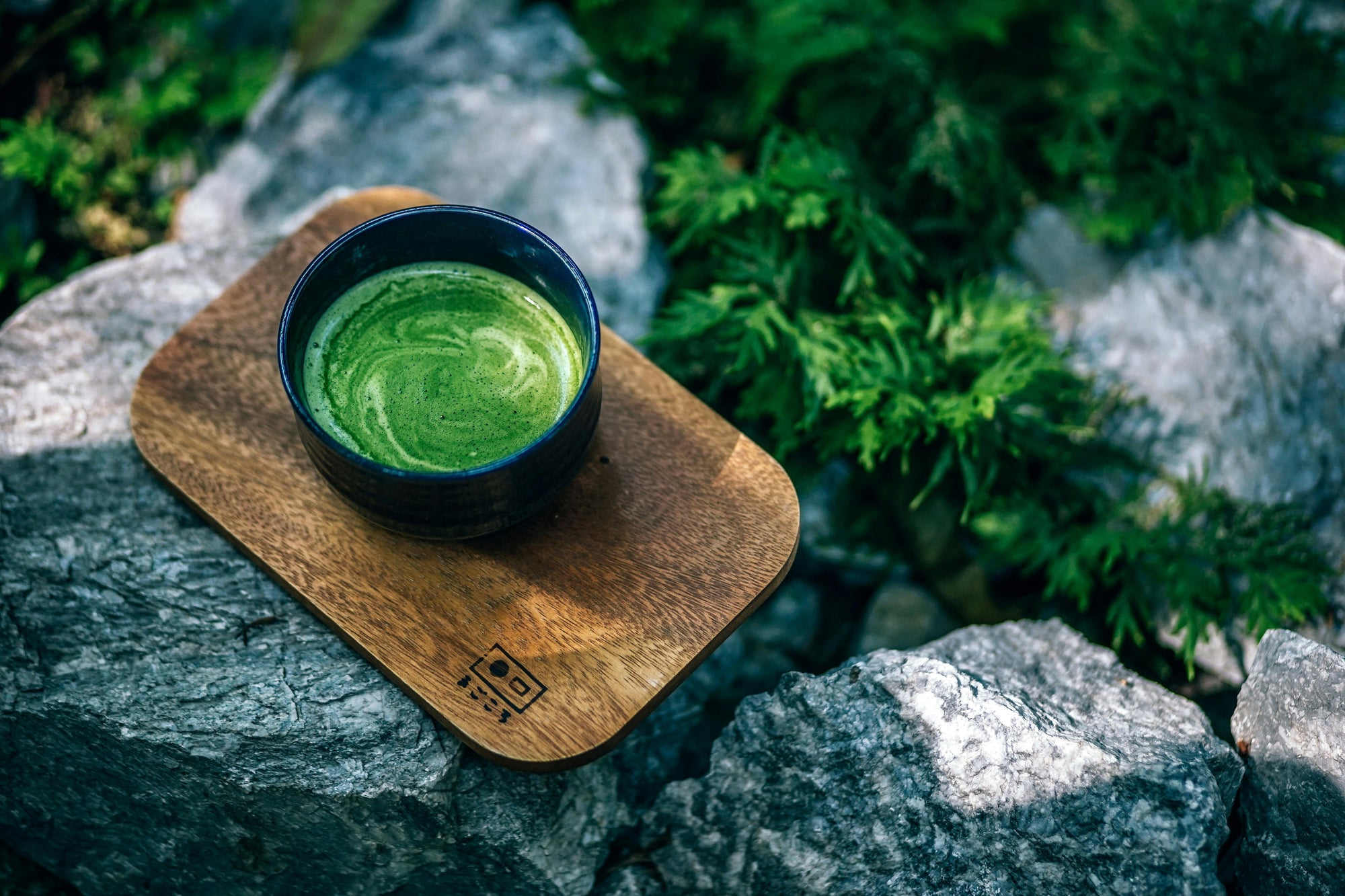 matcha resting on natural background